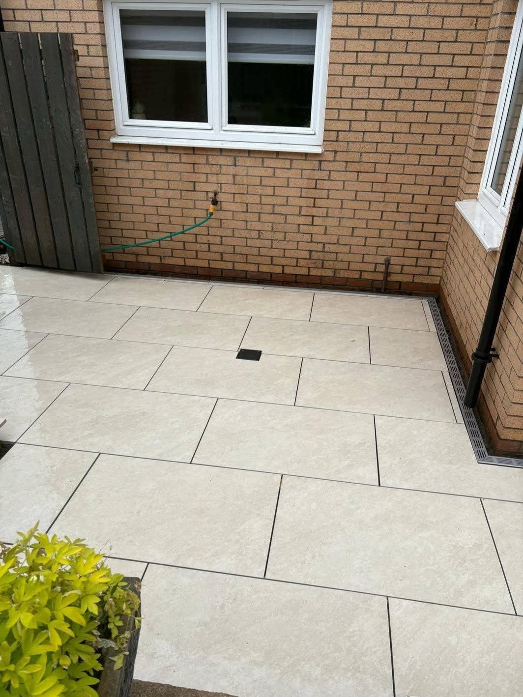 Cream porcelain paved area