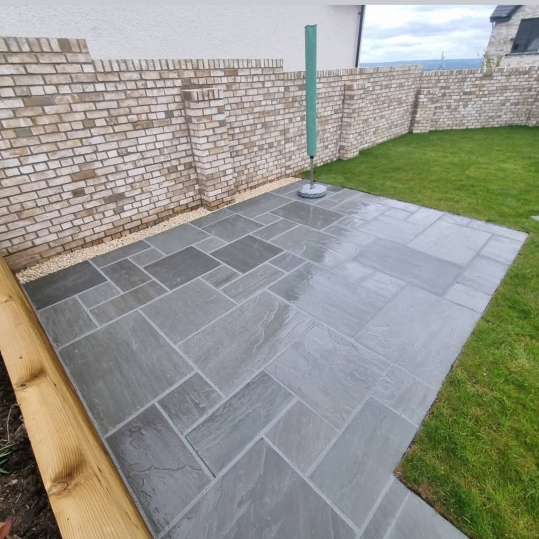 Indian sandstone patio installation