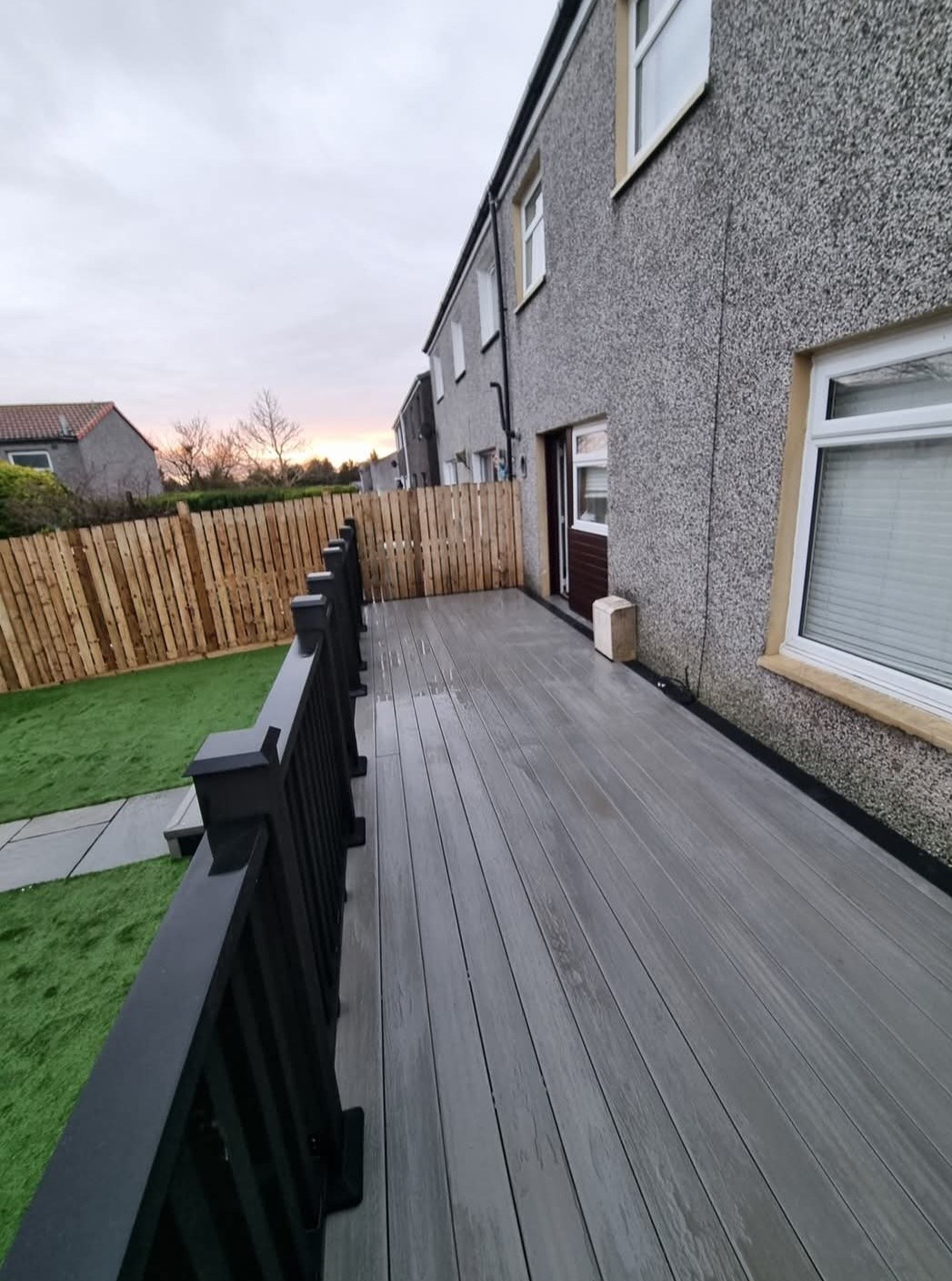 Composite decking with railings